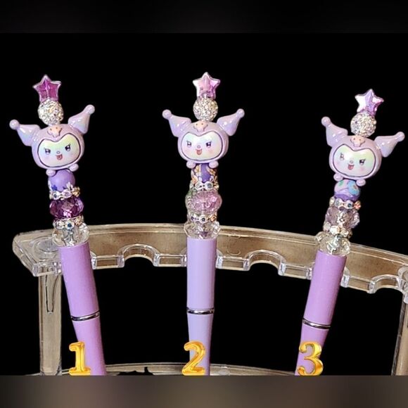 New! Custom Made Adorable Kuromi Beaded Pen w/Free Ink Refill - Picture 1 of 1